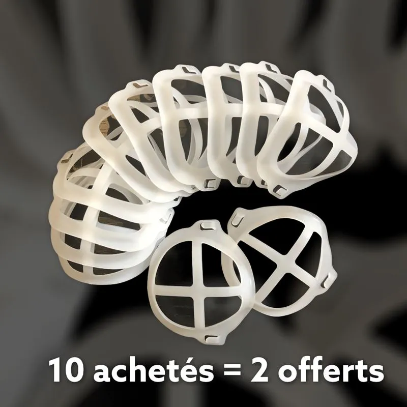 Lot de 10 Supports de masque 3D= 2 offerts