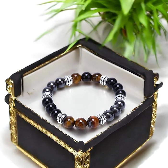 Bracelet "Protection" O.Tigre, Obsidienne Hématite