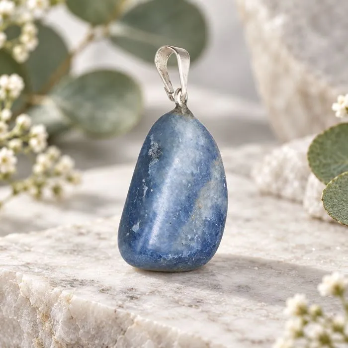 Pendentif &ldquo;Clart&eacute; C&eacute;leste&rdquo; Quartz Bleu