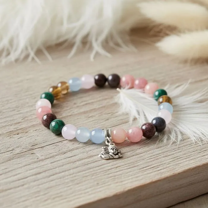 Bracelet Lumin'Ange perles 8 mm =Poignet de +18 cm