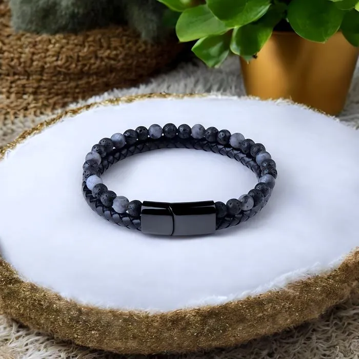 Bracelet «Ténacité» Pierre de Lave