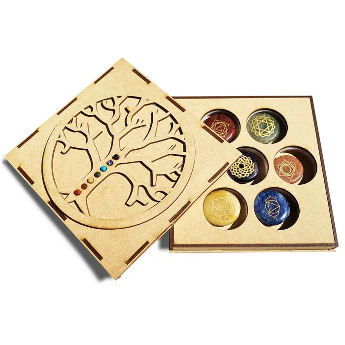 Coffret Bois 7 Chakras Arbre de Vie