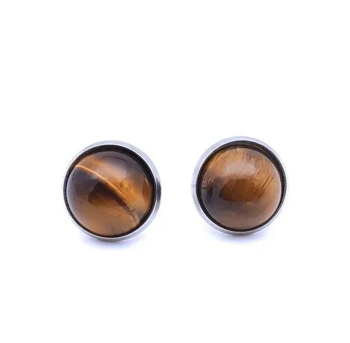 Boucles d’Oreilles Cabochon Oeil de Tigre