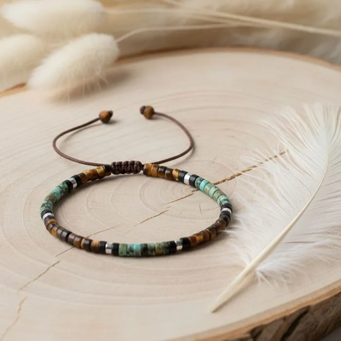 Bracelet Arkaya Oeil Tigre & Turquoise Africaine