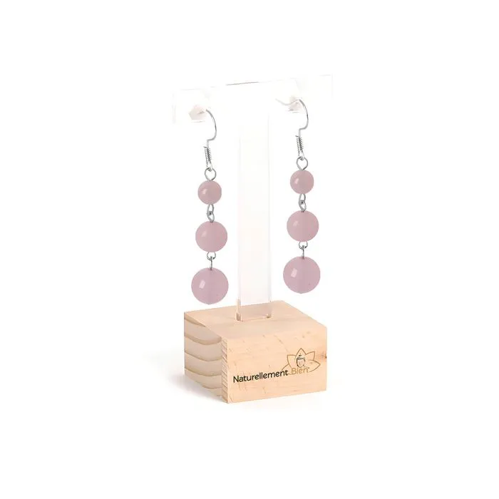 Boucles d'oreilles "Sérénité" Quartz Rose