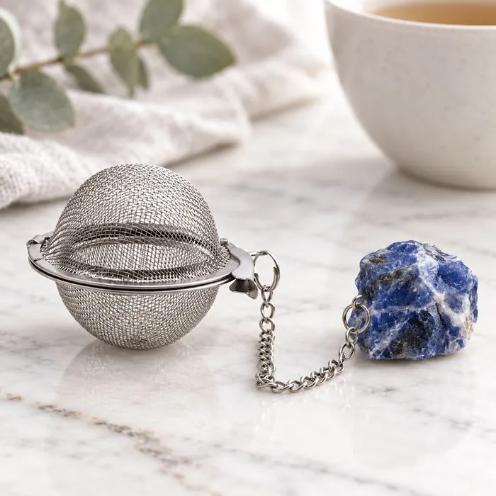 Boule &agrave; th&eacute; en acier inoxydable & Sodalite