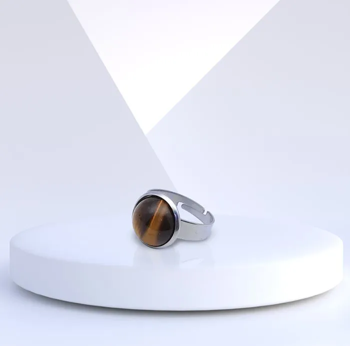 Bague "Protection" Oeil de Tigre Acier Inoxydable