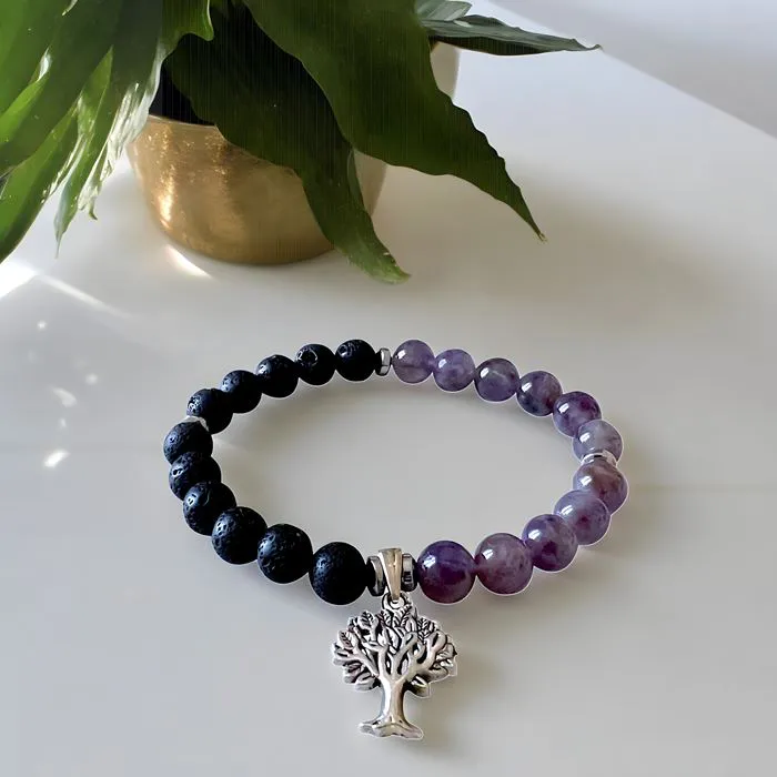 Bracelet "Yoga" Améthyste Pierre de Lave