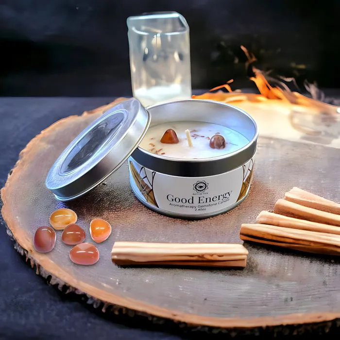 Bougie 'Energie Positive' Cornaline Palo Santo 70g