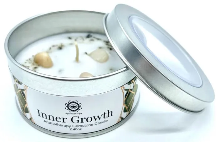 Bougie 'Croissance' Pierre de Lune & Menthe 70g