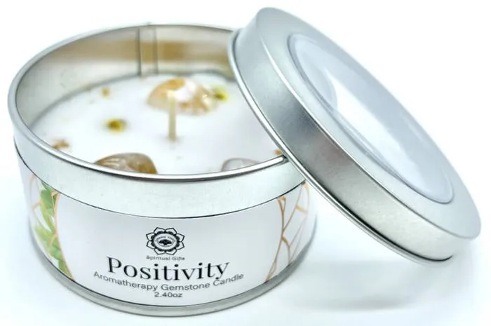 Bougie 'Positivité' Citrine & Thé vert 70g