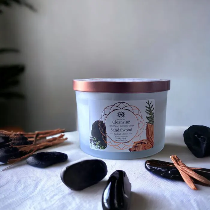 Bougie 'Nettoyage' Tourmaline Noire & Santal 256g