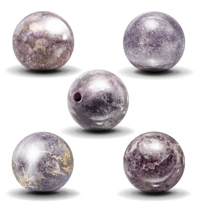 Sachet de 5 perles Lépidolite Ø 8 mm