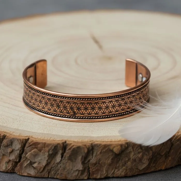 Bracelet en cuivre magnétique Fleur de Vie