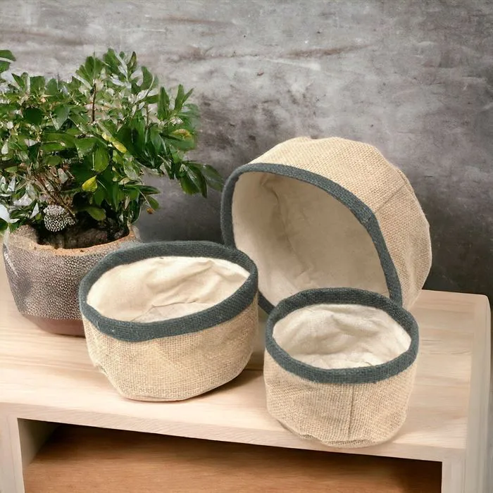 Lot de 3 Paniers en Jute Naturelle