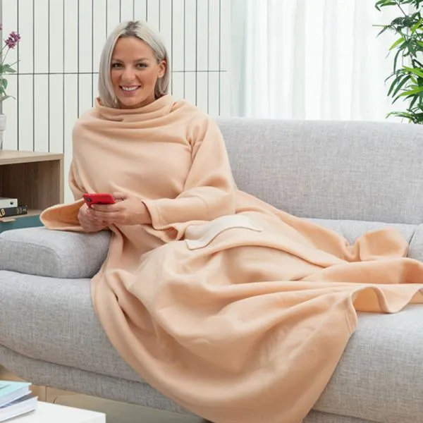Plaid à Manches avec poche - Couleur Beige
