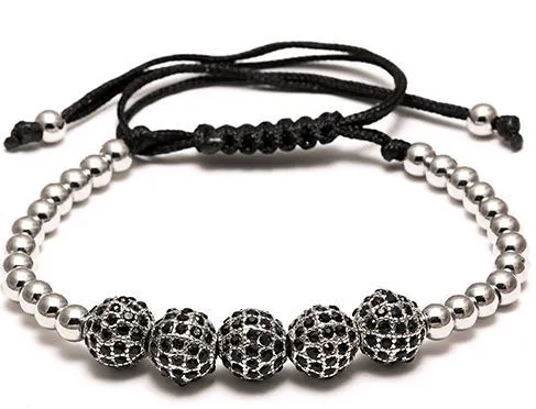 Bracelet Macramé Strass Silver