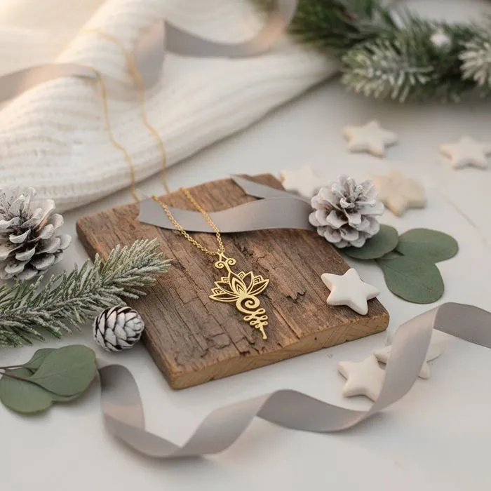 Collier «Lotus Unalome» Doré