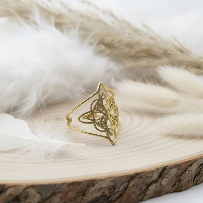 Bague "Noeud de Sorci&egrave;re" Plaqu&eacute;e Or