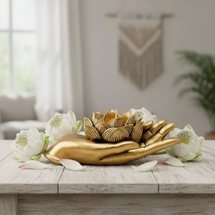 Photophore Main Lotus – Éclat et Sérénité