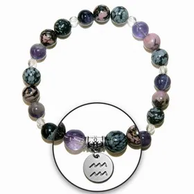 Bracelet Litho'Zodiac Verseau - perles de 6 mm 2