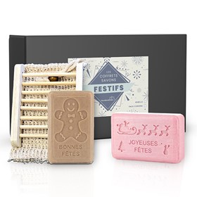 Coffret Savonnettes Marseillaises "Joyeuses Fêtes" 1