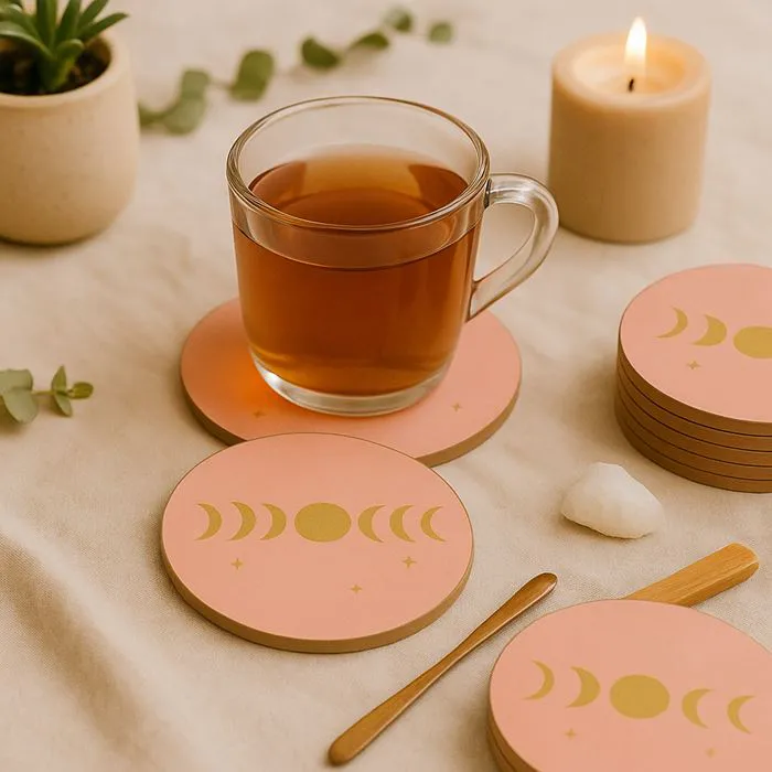 Ensemble de 6 Sous-Verres "Phases de la Lune"