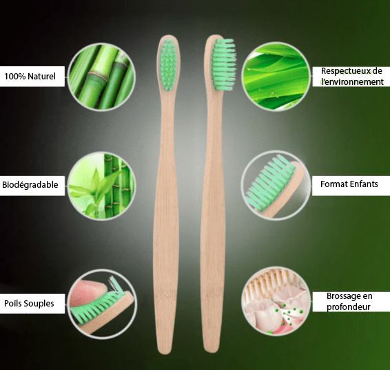 Brosse à dents en Bambou Naturel ENFANT