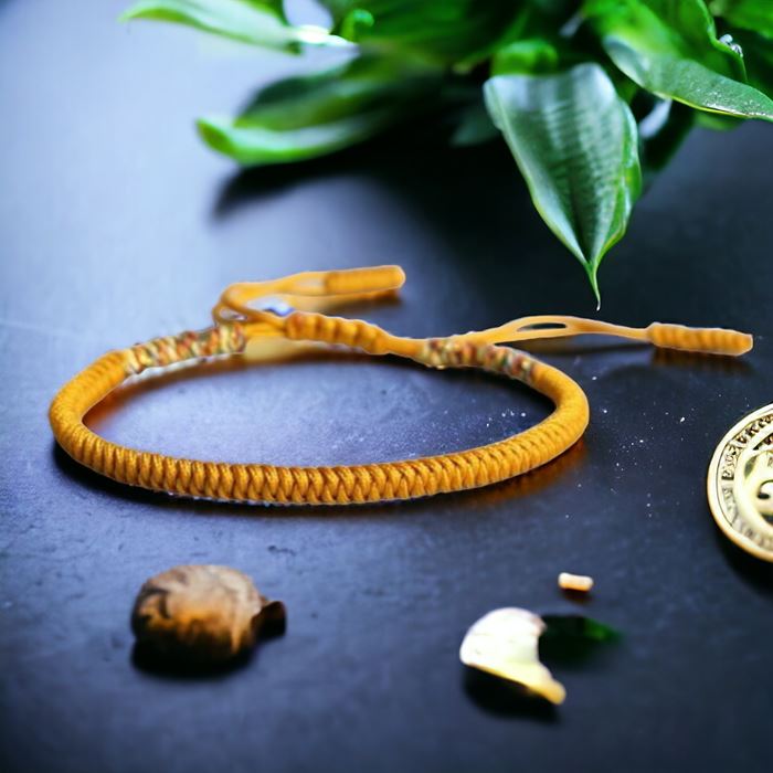 Bracelet porte-bonheur Bouddhiste Tibétain jaune